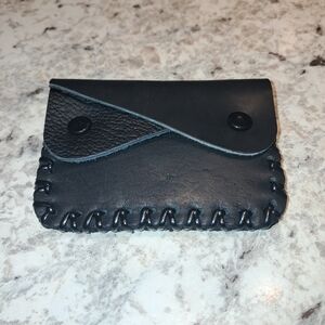 NEW Handcrafted Black Leather Coin Purse/Card Holder